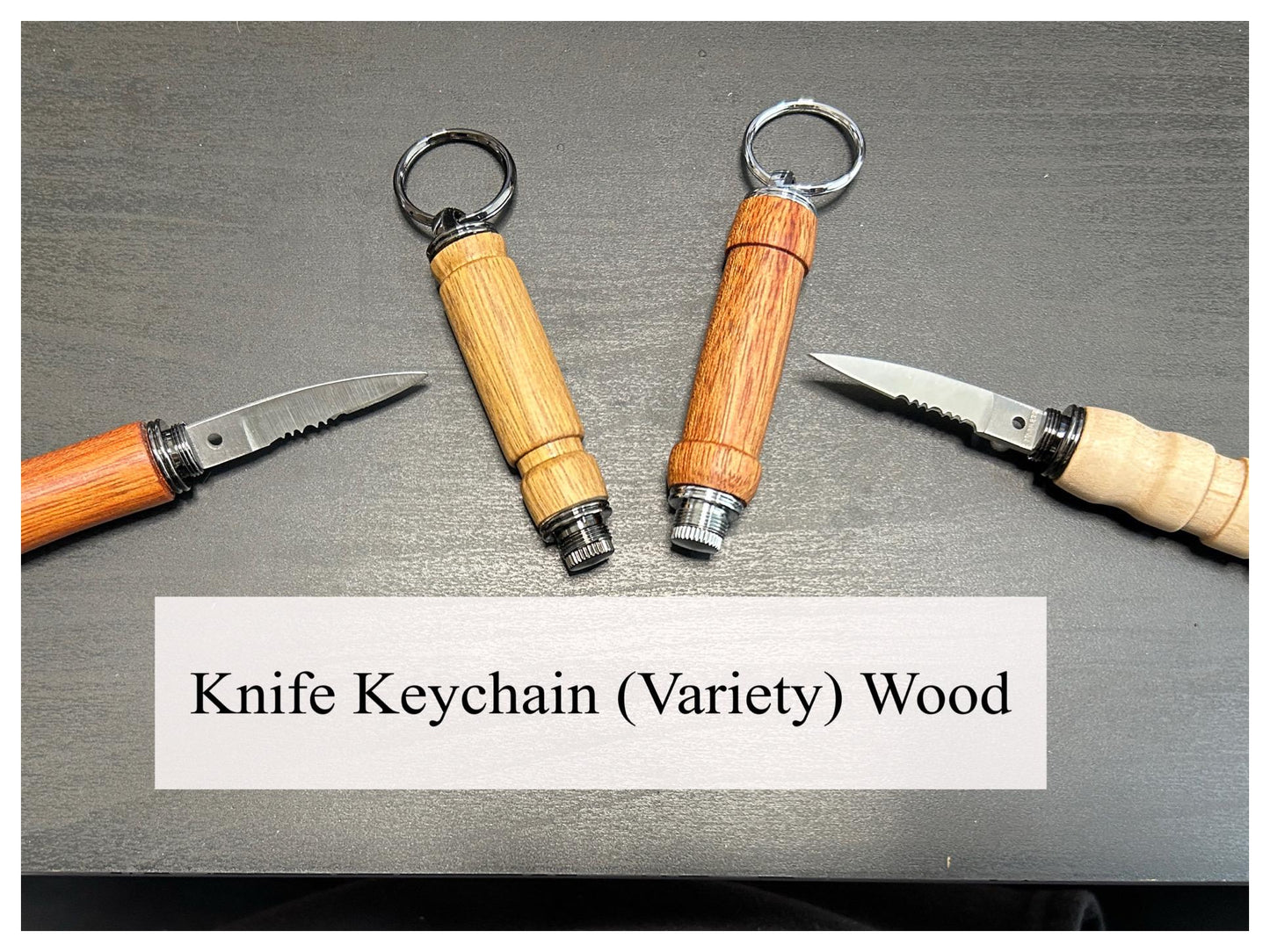 Knife Keychain (Variety), Hand Turned Wood or Acrylic