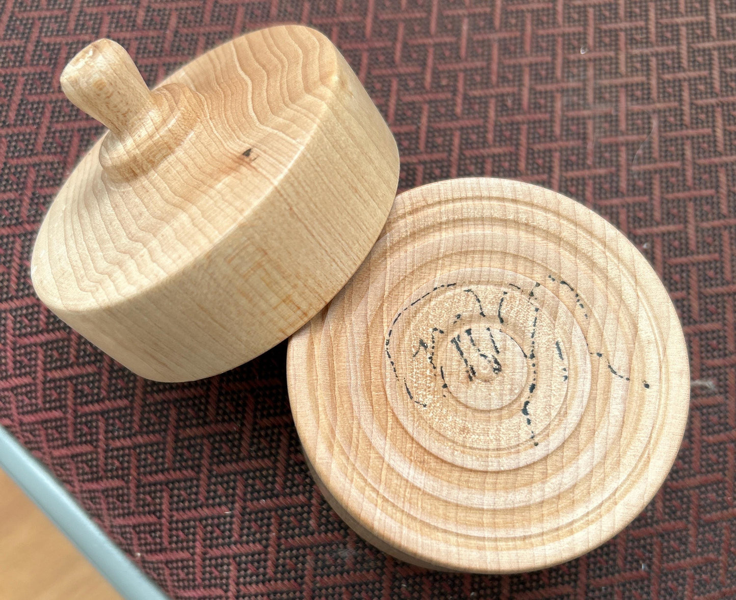 Maple Hand Turned Box with Lid 3" Diameter