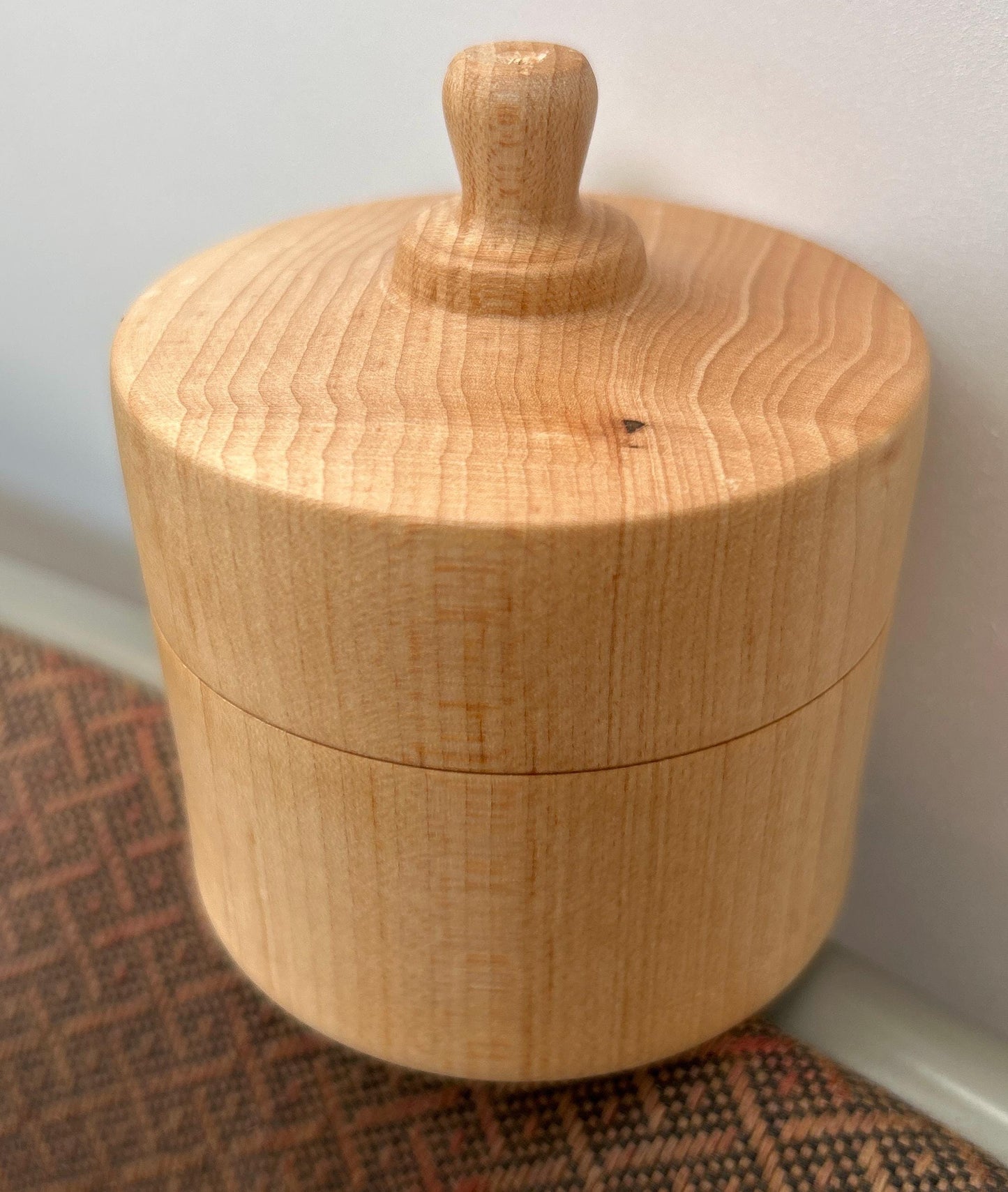 Maple Hand Turned Box with Lid 3" Diameter