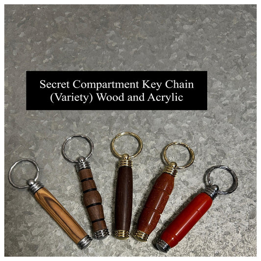 Secret Compartment Keychain (Variety), Hand Turned Wood and Acrylic