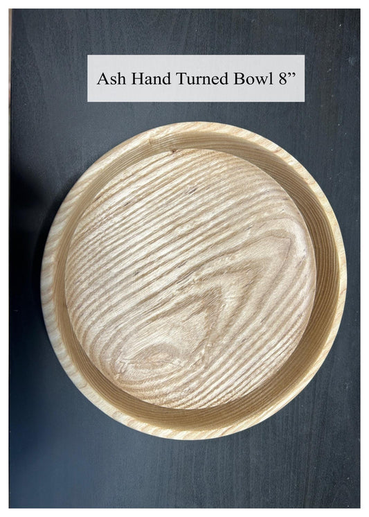 Ash Hand Turned Bowl 8" diameter